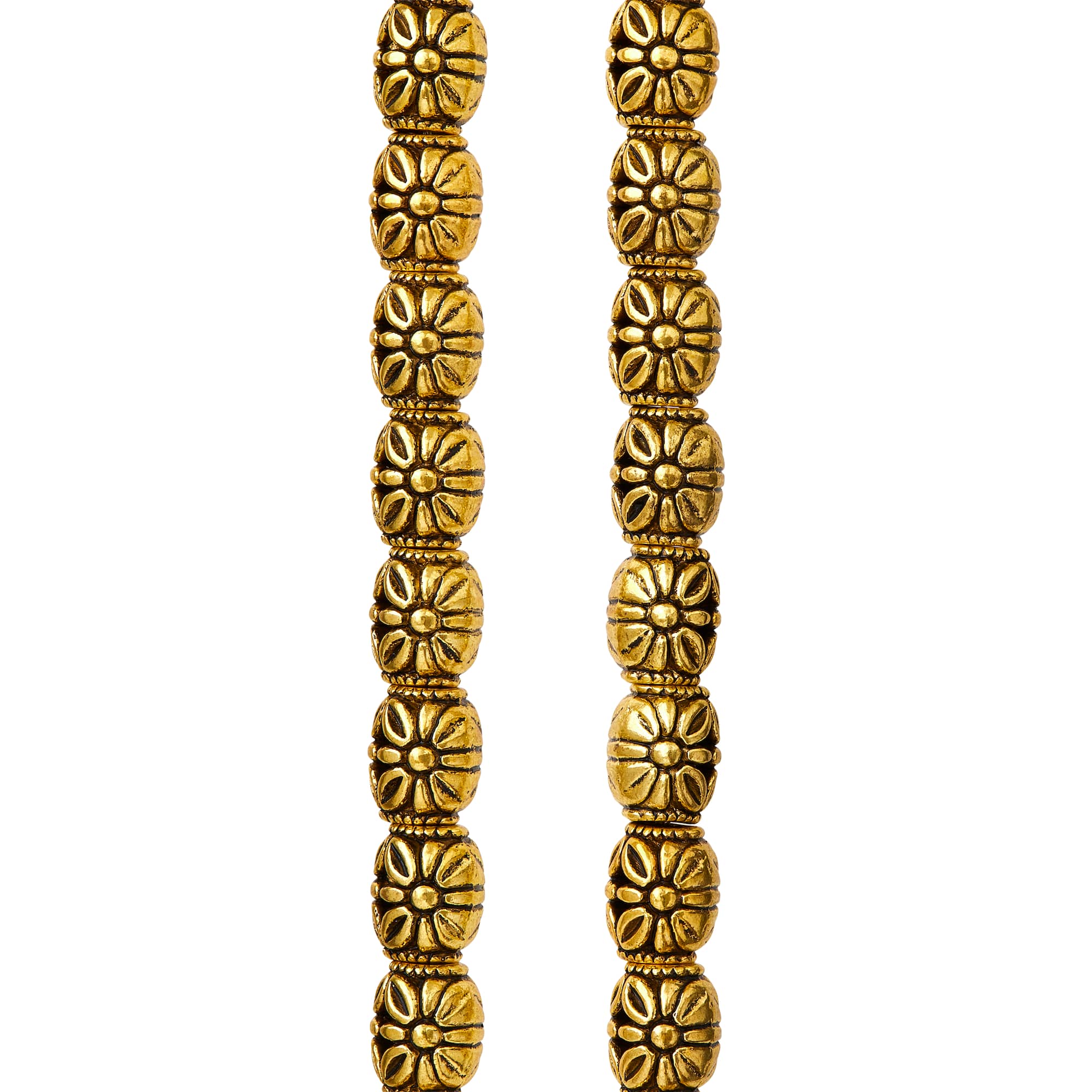 Gold Carved Flower Tube Beads, 10mm by Bead Landing™